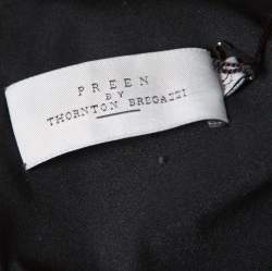 Pre Owned Preen by Thornton Bregazzi Black Plunge Neck Ted Satin Flo Dress XL