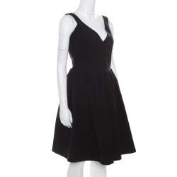 Pre Owned Preen by Thornton Bregazzi Black Plunge Neck Ted Satin Flo Dress XL