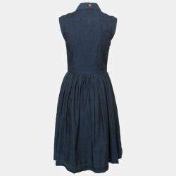 Preen Line Indigo Embroidered Chambray Sleeveless Alabama Dress XS