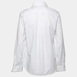 Pre Owned قميص برين باي ثورونتون بريغازي قطن بوبلين أبيض حلقات مزينة أكمام طويلة M