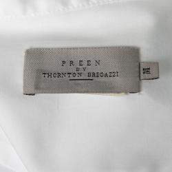 Pre Owned قميص برين باي ثورونتون بريغازي قطن بوبلين أبيض حلقات مزينة أكمام طويلة M