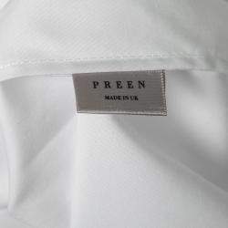 Pre Owned قميص برين باي ثورونتون بريغازي قطن بوبلين أبيض حلقات مزينة أكمام طويلة M