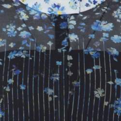 Preen Multicolor Floral and Striped Print Crepe Button Down Shirt L