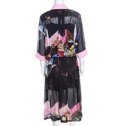 Pre Owned Preen by Thornton Bregazzi Multicolor Floral Print Sheer Georgette Shirt Dress M