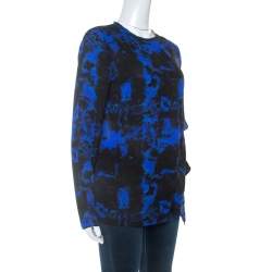 Proenza Schouler Indigo Graffiti Print Silk Layered Top S