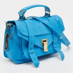 Proenza Schouler Blue Leather Tiny PS1 Top Handle Bag