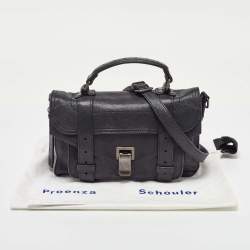 Proenza Schouler Black Leather Tiny PS1 Top Handle Bag