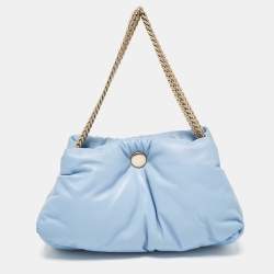 Pre Owned Proenza Schouler Light Blue Leather Puffy Tobo Chain Bag