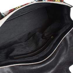 Pre Owned Proenza Schouler Multicolor Canvas/Leather and Python Embossed Leather Medium PS1 Keepall Bag