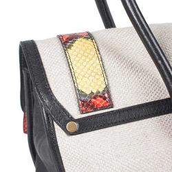 Pre Owned Proenza Schouler Multicolor Canvas/Leather and Python Embossed Leather Medium PS1 Keepall Bag