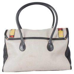 Pre Owned Proenza Schouler Multicolor Canvas/Leather and Python Embossed Leather Medium PS1 Keepall Bag