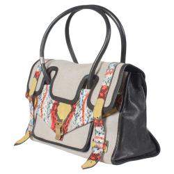 Pre Owned Proenza Schouler Multicolor Canvas/Leather and Python Embossed Leather Medium PS1 Keepall Bag