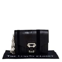Pre Owned Proenza Schouler Black Leather, Suede and Snakeskin Wristlet Clutch