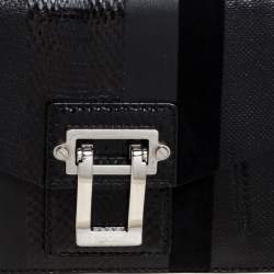 Pre Owned Proenza Schouler Black Leather, Suede and Snakeskin Wristlet Clutch