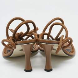 Proenza Schouler Brown Leather Pipe Ankle Wrap Sandals Size 36