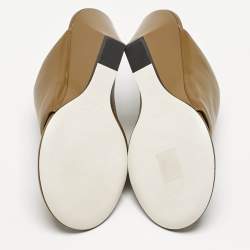 Pre Owned Proenza Schouler Brown Leather Slant Wedge Tong Sandals Size 37.5