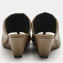 Pre Owned Proenza Schouler Brown Leather Slant Wedge Tong Sandals Size 37.5