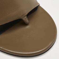 Pre Owned Proenza Schouler Brown Leather Slant Wedge Tong Sandals Size 37.5