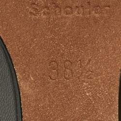 Pre Owned Proenza Schouler Black Leather Slant Wedge Tong Sandals Size 38.5