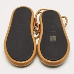 Pre Owned Proenza Schouler Brown Leather Pipe Flat Sandals Size 39