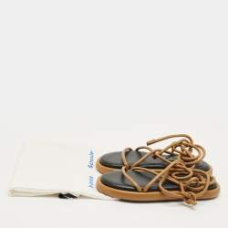 Pre Owned Proenza Schouler Brown Leather Pipe Flat Sandals Size 39