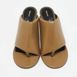 Pre Owned Proenza Schouler Brown Leather Slant Wedge Sandals Size 39