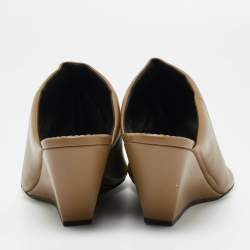 Pre Owned Proenza Schouler Brown Leather Slant Wedge Sandals Size 39