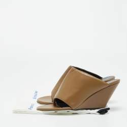 Pre Owned Proenza Schouler Brown Leather Slant Wedge Sandals Size 39
