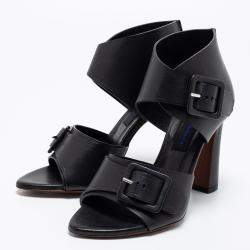 Pre Owned Proenza Schouler Black Leather Buckle Detail Sandals Size 36