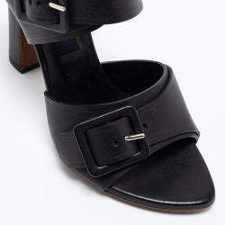 Pre Owned Proenza Schouler Black Leather Buckle Detail Sandals Size 36