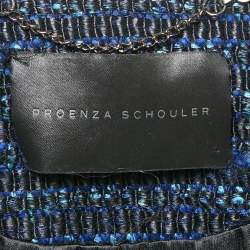 Proenza Schouler Blue/Black Tweed Button Front Long Coat M