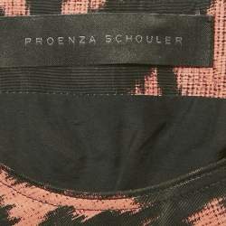 Pre Owned Proenza Schouler Black Printed Synthetic Asymmetric Midi Dress S