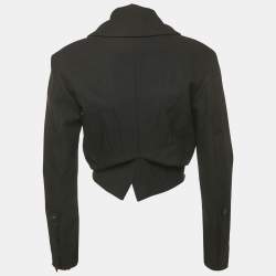 Pre Owned Proenza Schouler Black Gabardine Raw Hem Cropped Jacket S