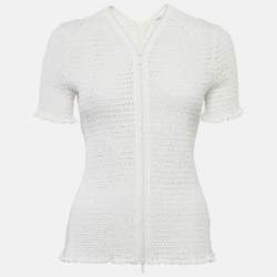 مملوكة مسبقًا Proenza Schouler White Broderie Anglaise Shirring Top M