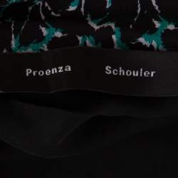 Pre Owned Proenza Schouler Black Printed Silk Pleated Long Sleeve Dress S