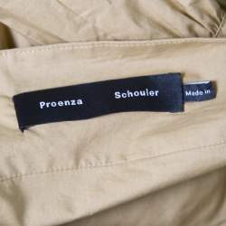 Pre Owned Proenza Schouler Khaki Green Cotton Tiered Tea Length Sleeveless Dress S