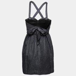 Pre Owned Proenza Schouler Slate Grey Lurex Insert Silk and Wool Draped Front Bustier Dress S