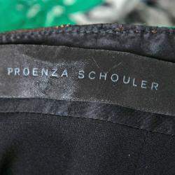 Pre Owned Proenza Schouler Brown Jungle Leaf Print Draped Halter Midi Dress S