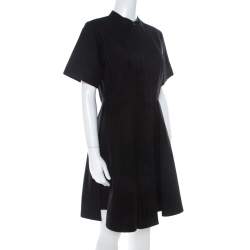 Pre Owned Proenza Schouler Black Cotton Pleated Button Front A Line Dress M