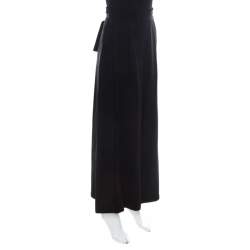 Pre Owned Proenza Schouler Black Crepe Waist Tie Detail Wide Leg Trousers M 