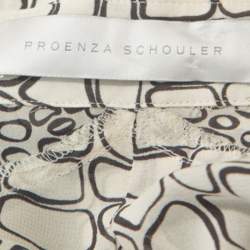 Pre Owned Proenza Schouler Cream Printed Silk Button Front Shirt M