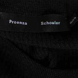Pre Owned Proenza Schouler Black Rib Knit Bell Sleeve Crewneck Top S