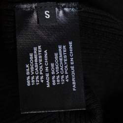 Pre Owned Proenza Schouler Black Rib Knit Bell Sleeve Crewneck Top S