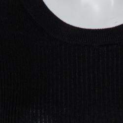 Pre Owned Proenza Schouler Black Rib Knit Bell Sleeve Crewneck Top S