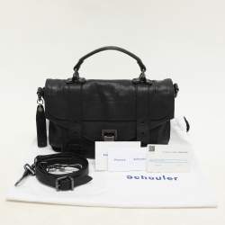 Proenza Schouler Black Leather Tiny PS1 Top Handle Bag