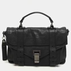 Proenza Schouler Black Leather Tiny PS1 Top Handle Bag