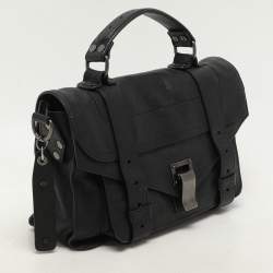 Proenza Schouler Black Leather Tiny PS1 Top Handle Bag