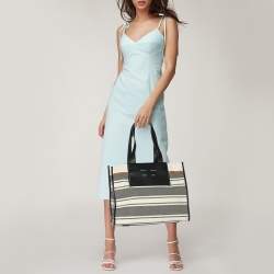 Proenza Schouler Monochrome Stripe Canvas and Leather Large Morris Tote 