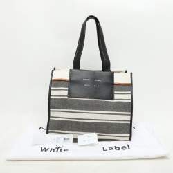 Proenza Schouler Monochrome Stripe Canvas and Leather Large Morris Tote 