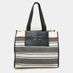 Proenza Schouler Monochrome Stripe Canvas and Leather Large Morris Tote 